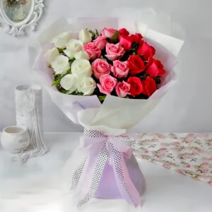 30 Mixed Ombre Rose Bouquet - Flower Delivery Qatar | Better Half Flowers Doha