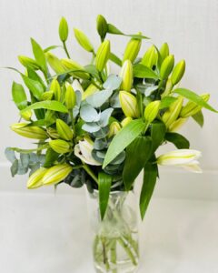 12 White Lily Vase Arrangement — Vases Delivery Qatar | Better Half Flowers Doha