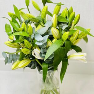 12 White Lily Vase Arrangement - Fresh Flower Delivery Doha Qatar | Better Half Flowers