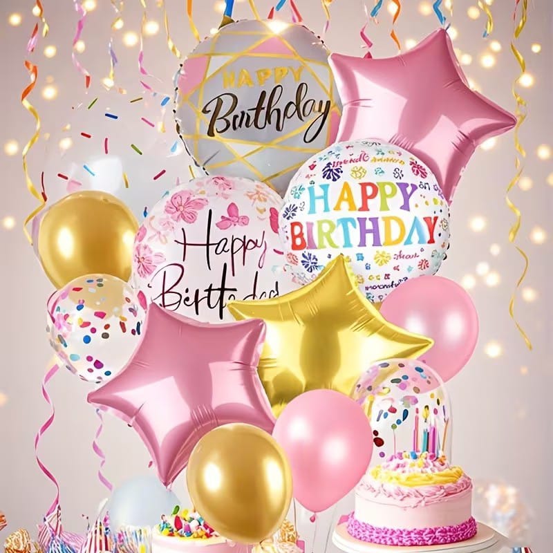 14pcs Gold Birthday Foil Balloon — Flower Delivery Qatar | Better Half Flowers