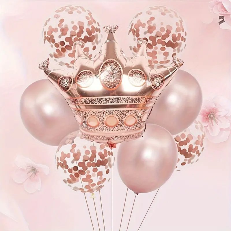 8 Rose Gold Crown Foil Balloon — Flower Delivery Qatar | Better Half Flowers