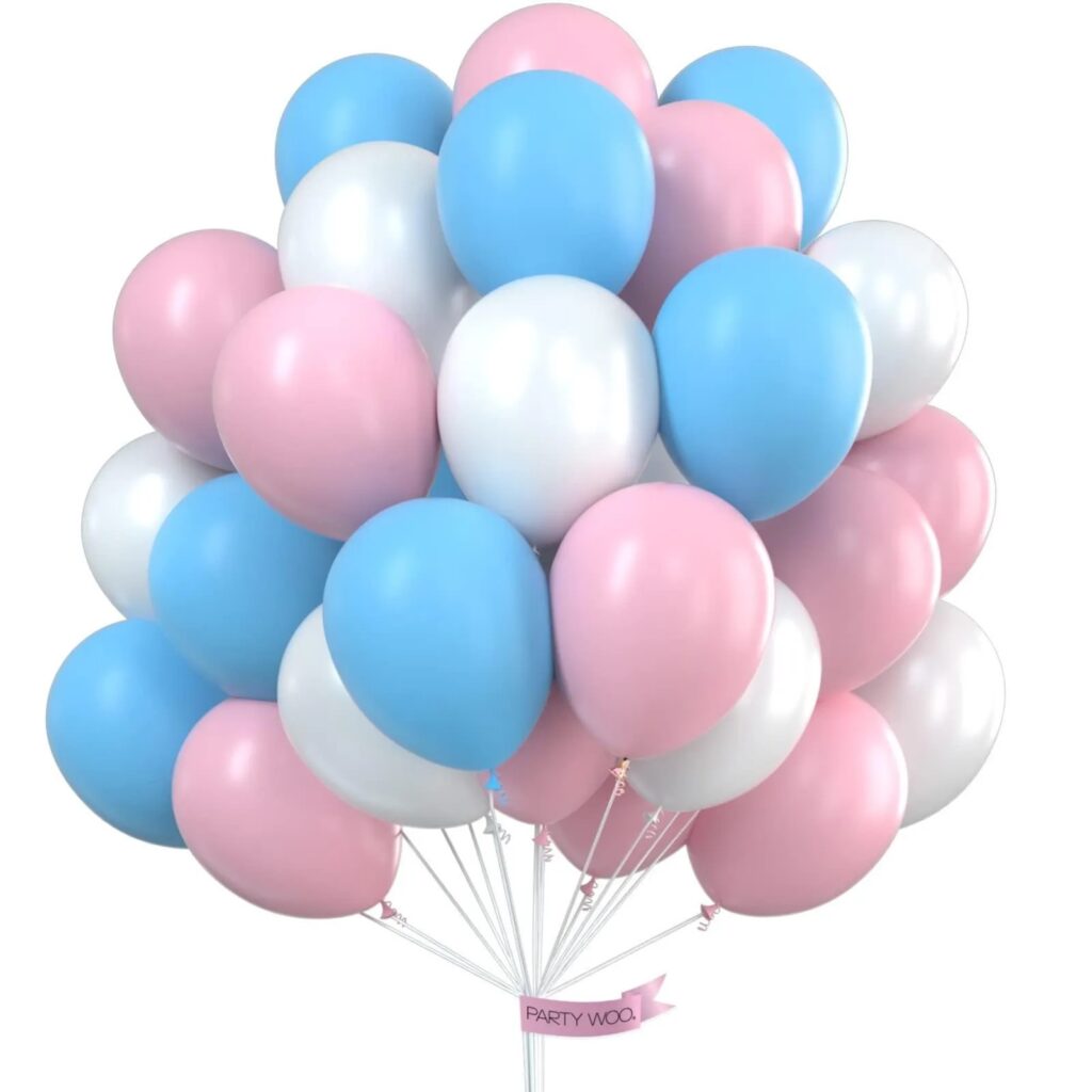 10pcs White pink and sky blu helium balloon — Flower Delivery Qatar | Better Half Flowers