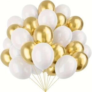 10pcs White and golden helium  Balloons — Balloons Delivery Qatar | Better Half Flowers Doha